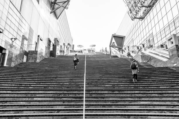 Kyoto, Japan - December 29, 2019. Interior shot of Kyoto central station. This railway station is renowned for its modern architecture.
