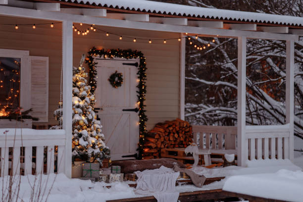 istock Country cottage decorated for Christmas 1445950703