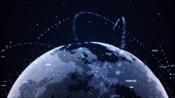 istock Abstract Globe Network On Space stock photo 1445950962