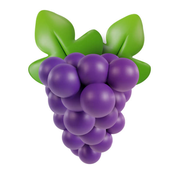 istock 3d realistic grape. Vector object in modern minimal cartoon glossy style. Sweet colorful illustration isolated on white background. 1445951292