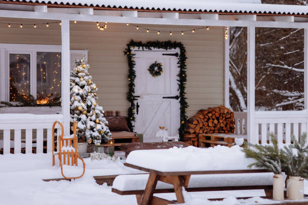 istock Country cottage decorated for Christmas 1445954599