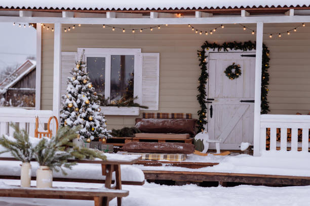 istock Country cottage decorated for Christmas 1445954674