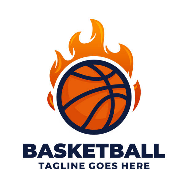 ilustracja wektorowa projektu logo drużyny koszykarskiej - piłka do koszykówki stock illustrations