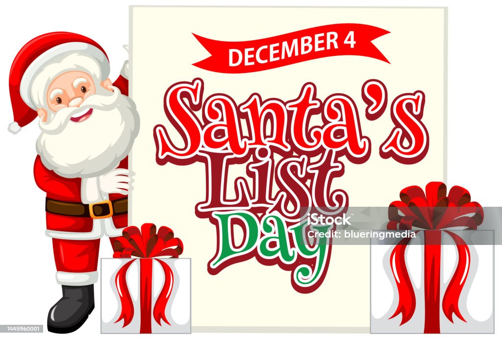 Santa List Vector Santas List Day Text Banner Design Stock Illustration - Download Image ...