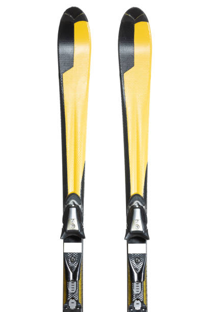 istock Top view of mountain skis bindings isolated on white background 1445966434