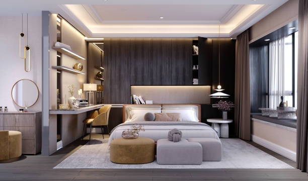 istock 3d rendering,3d illustration, Interior Scene and  Mockup,bedroom interior 3d,Modern Style. 1445968158