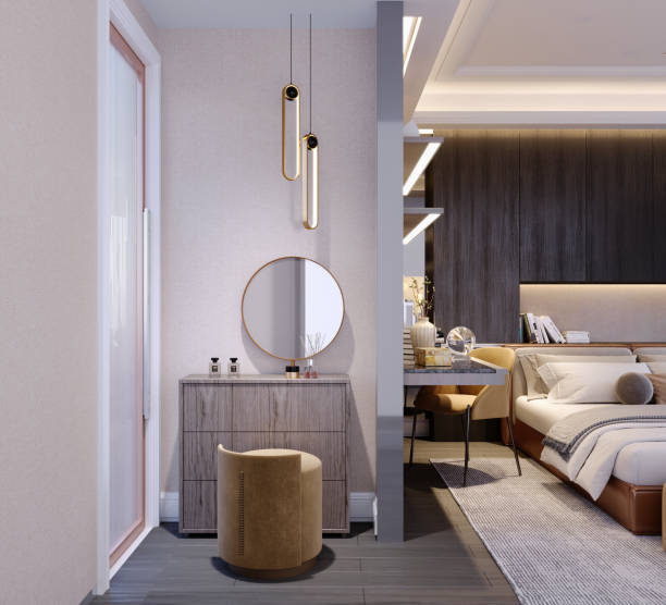 istock 3d rendering,3d illustration, Interior Scene and  Mockup,dressing room corner in bedroom,balcony seating and window seating. 1445968183