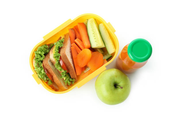 istock Lunch box with food isolated on white background 1445968188