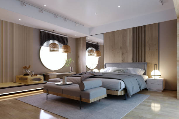 istock 3d rendering,3d illustration, Interior Scene and  Mockup,dressing room corner in bedroom,balcony seating and window seating. 1445968213