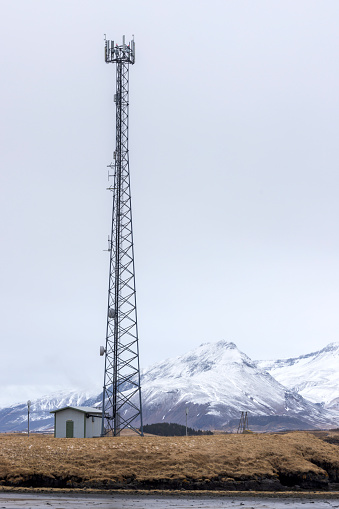 radio tower in the Icelandic village of Höfn; Höfn, Iceland