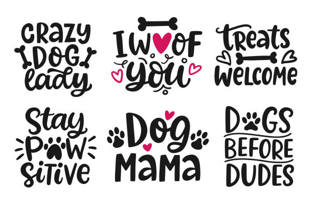 ilustrações de stock, clip art, desenhos animados e ícones de love dog lettering set - fur type
