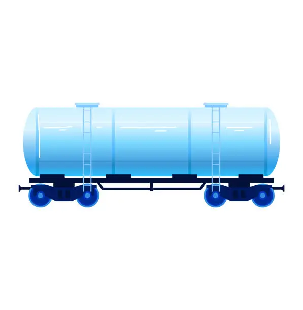 Vector illustration of Tank cistern isolated on white, vector illustration. Container with liquid, chemical industry icon. Blue storage reserve with natural oil, petrol