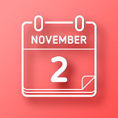 istock November 2. Icon on Red background with shadow 1445980242