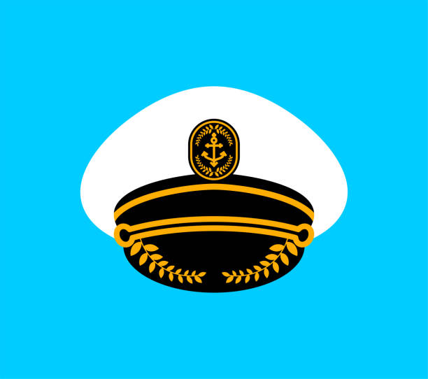 illustrations, cliparts, dessins animés et icônes de icône de casquette de capitaine isolée. illustration vectorielle - military rank badge marines