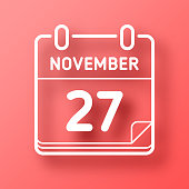 istock November 27. Icon on Red background with shadow 1445981457