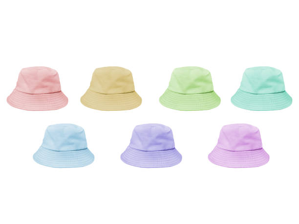 istock Set of bucket hats isolated on white 1445981709