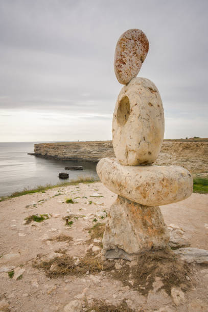 Sculpture The Thinker. Heart of Tarkhankut. Crimea stock photo