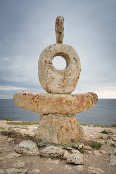 Sculpture The Thinker. Heart of Tarkhankut. Crimea stock photo