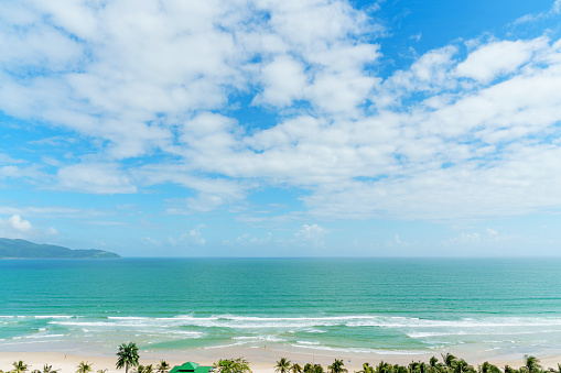 scenery of My Khe beach in Da Nang city, Vietnam. landmark and popular for tourist attractions. Southeast Asia travel concept