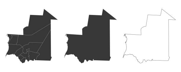 illustrations, cliparts, dessins animés et icônes de ensemble de 3 cartes de la mauritanie - illustrations vectorielles - mauritania