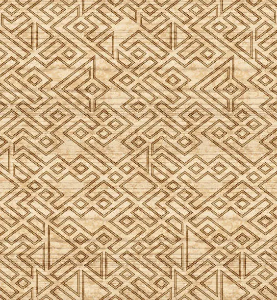 Vector illustration of seamless  wood  textured ethnic pattern