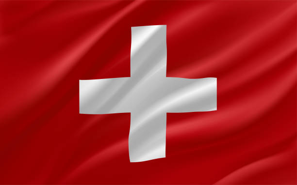 istock Waving flag of Switzerland. 3d vector banner 1445988745