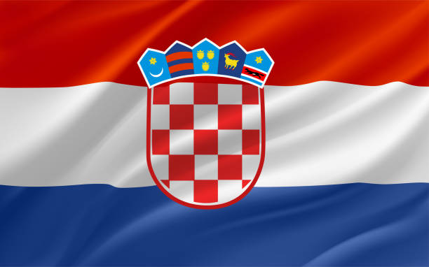 istock Waving flag of Croatia. 3d vector banner 1445988860