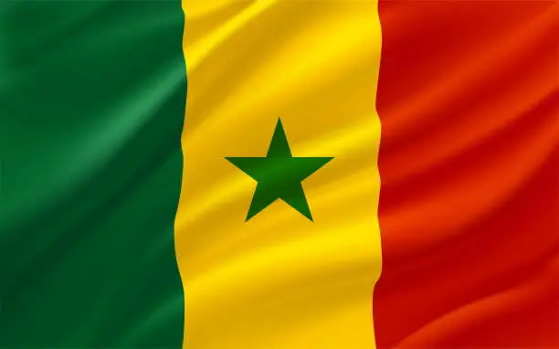 Vector illustration of Flag of Senegal. 3d vector banner