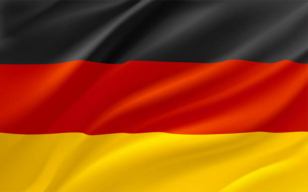 развевающийся флаг германии. 3d векторный баннер - german flag stock illustrations