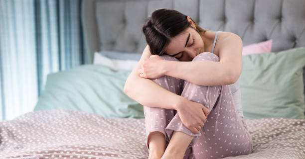 istock Sad tired young woman having or depression 1445994037