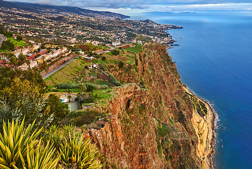 View of Funchal in the evening from Cabo do Girao in Madeira.
