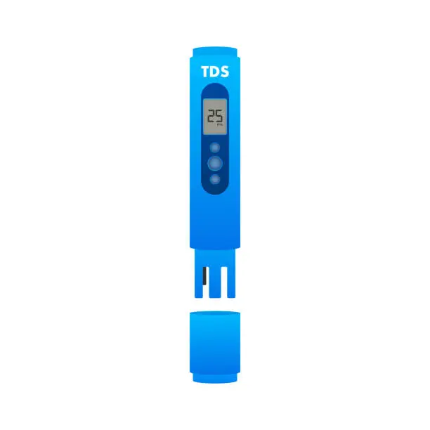 Vector illustration of TDS - Total Dissolved Solids. Testing your water. Vector stock illustration.