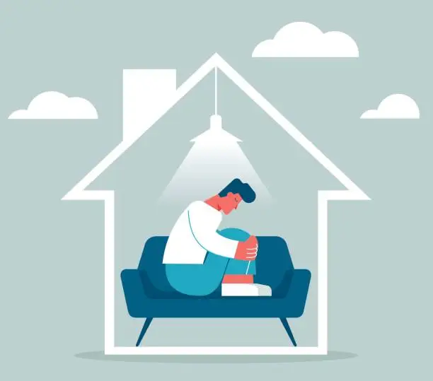Vector illustration of Staying home