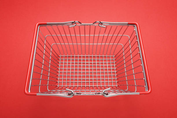 istock Shopping basket on the red background 1445998677