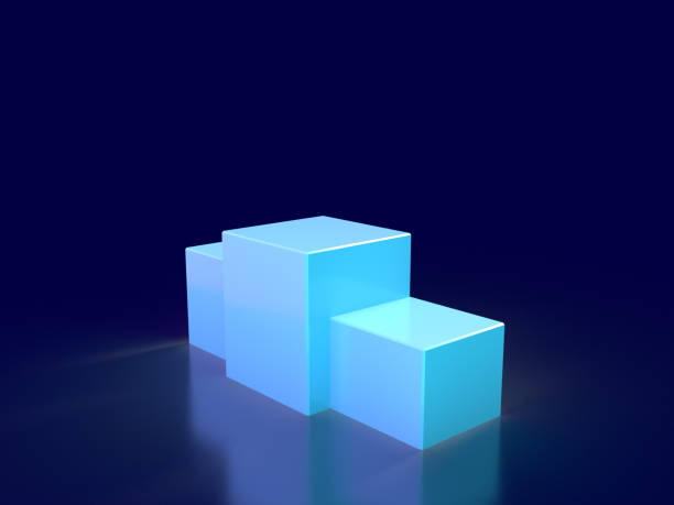 istock Podium with dark blue background, 3D illustration from Podium 1446001111
