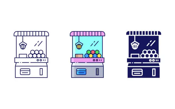 Vector illustration of Toy Machine line and glyph icon, vector illustration