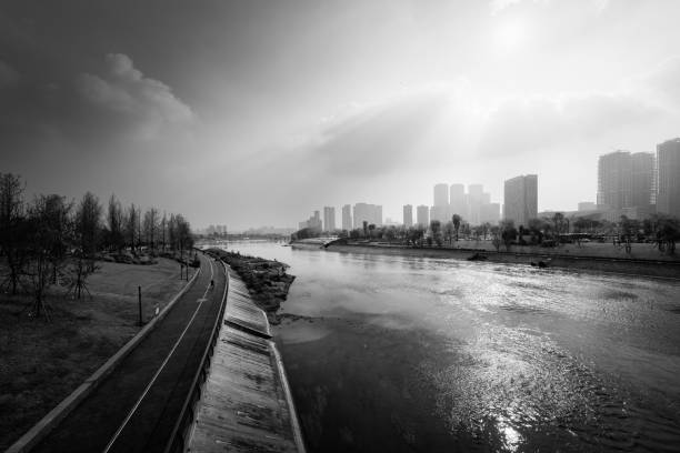 Black and white modern urban architecture