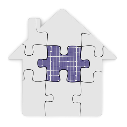 Solar panel renewable energy smart house puzzle