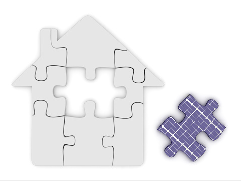 Solar panel renewable energy smart house puzzle