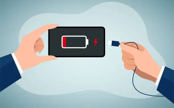 Vector illustration of Charging the mobile phone