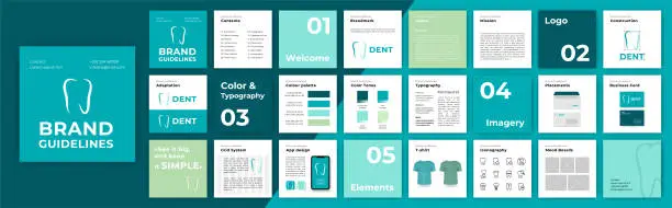 Vector illustration of Turquoise Brand Guidelines template.