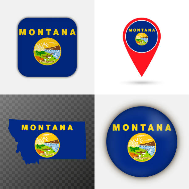 набор флага штата монтана. векторная иллюстрация. - montana flag us state flag banner stock illustrations