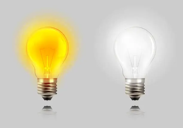 Vector illustration of Realistic light bulb set
