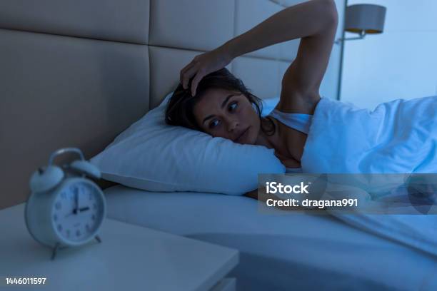 Sleepless Woman Suffering From Insomnia Sleep Apnea Or Stress Stock Photo - Download Image Now