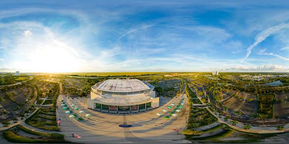 Sunrise, FL, USA - November 28, 2022: Aerial 360 photo FLA Live Arena Sunrise FL