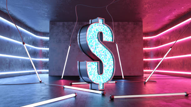 istock Dollar Sign with Red and Blue Neon Lights 1446014361