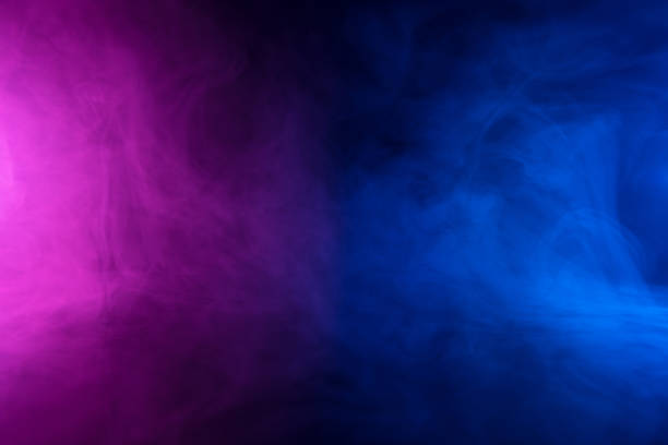 Smoke in neon light abstract background stock photo