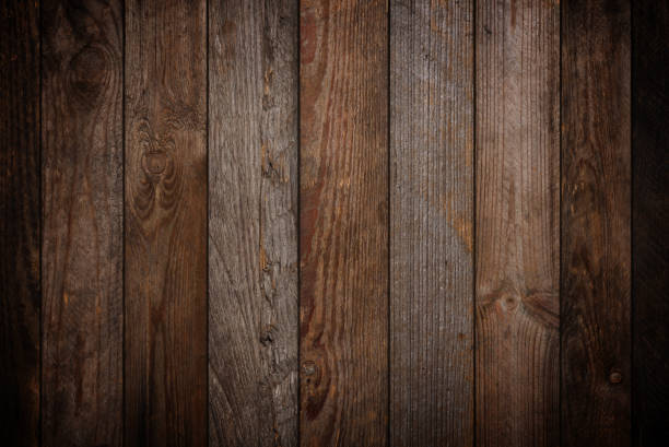 istock Vintage vignette wood texture, dark wooden planks 1446015111