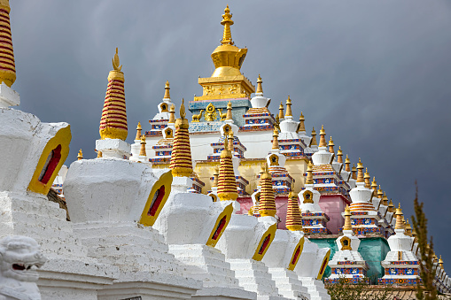 Tibetan Buddhist temple in Hongyuan County, Ngawa (Aba) Tibetan and Qiang Autonomous Prefecture in Sichuan province, China