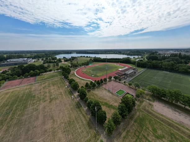 istock Landscape view of sport fields in De Nekker, Belgium 1446019780